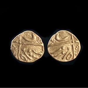 Rare Vintage Monet Roman Coin Hieroglyphics Matte Earrings